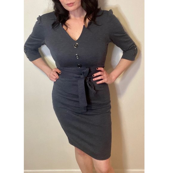 Grace Karin Dresses & Skirts - Grey Belted Pinup Secretary Pencil Dress